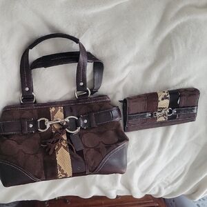 Vintage Coach Animal Print Handbag And Wallet